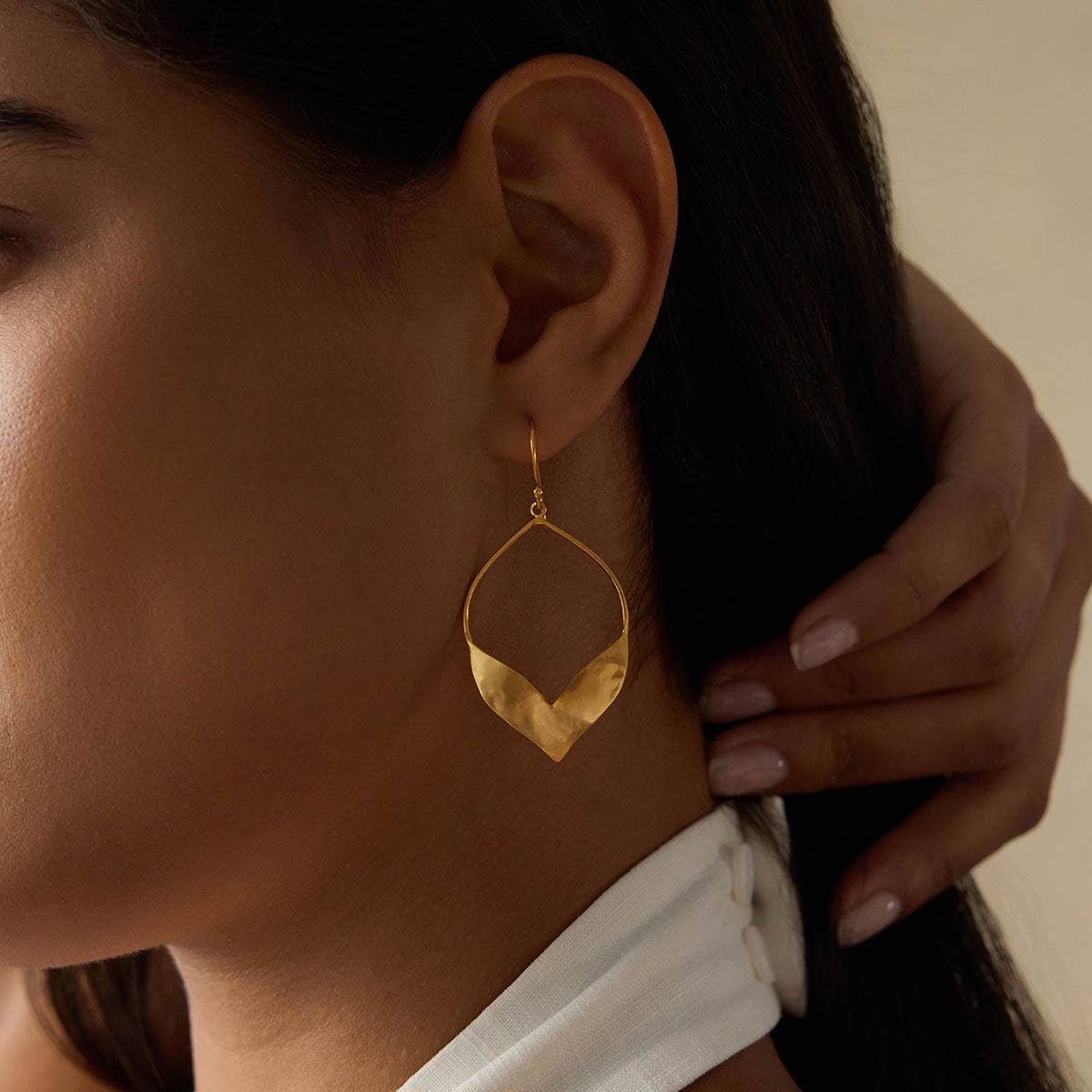 Fluttering Petals Gold Earrings - Image 2